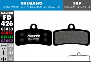 Brzdové destičky Galfer FD426 - Shimano, Tektro - černé erformance 